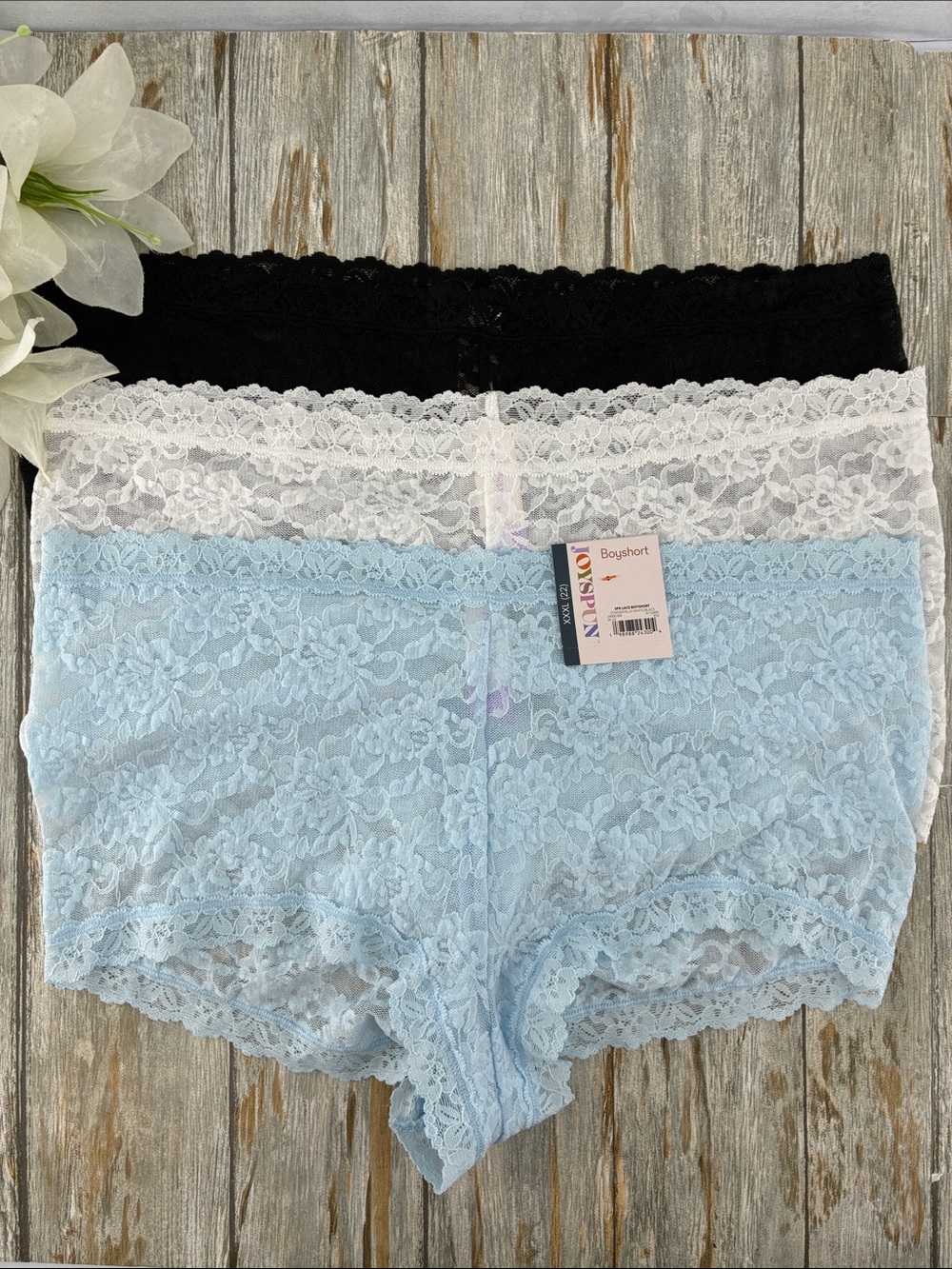 Women’s Lace Boyshort Panties Underwear 3-Pack Size XXXL